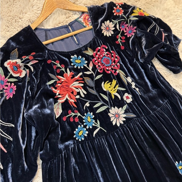 Johnny Was Tiarei Velvet Regan Dress large floral embroidered - Picture 16 of 17